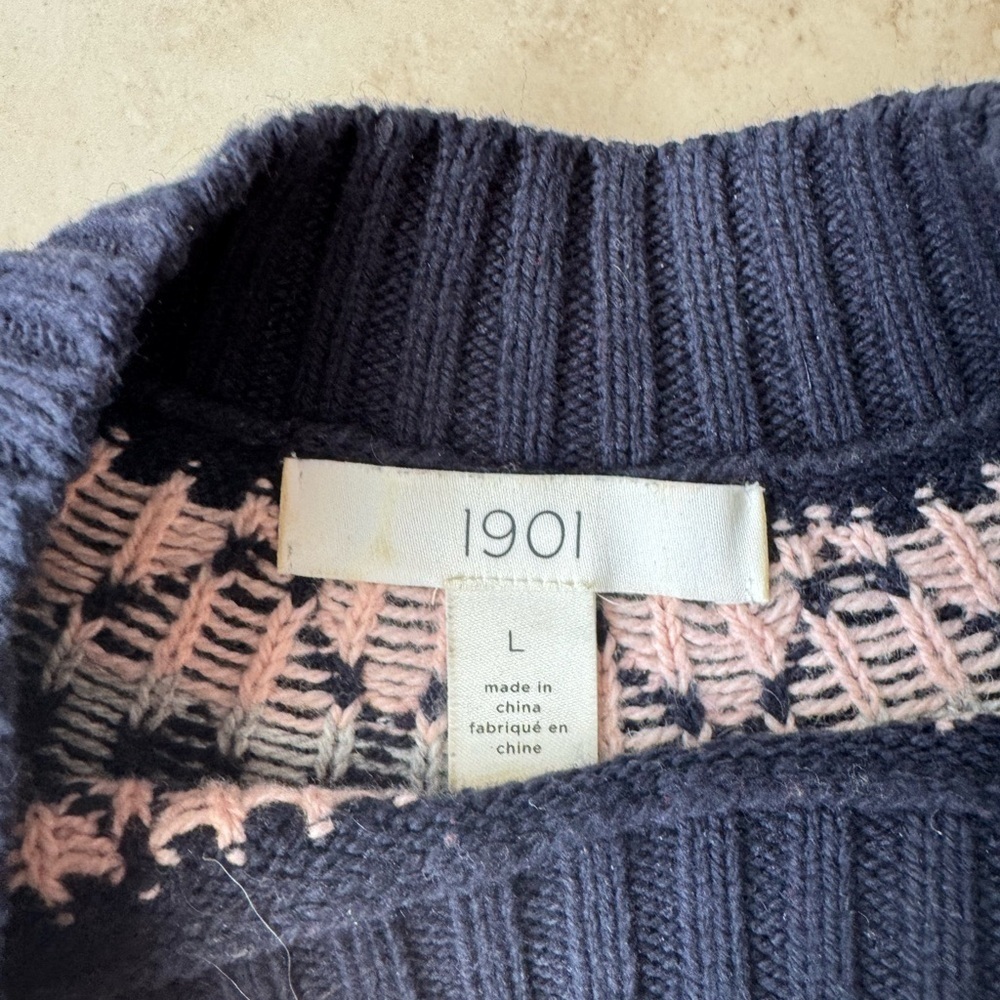 1901 Navy Point Fair Isle Women's Sweater Size Large - Picture 5 of 8